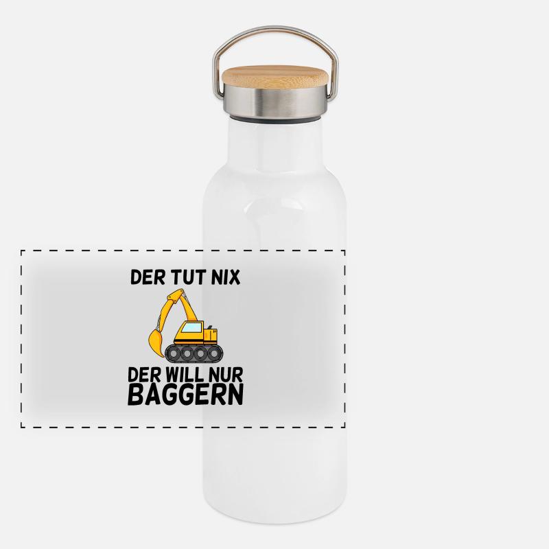 Bagger Spruch Baggerfahrer Baggern Panorama Thermosflasche mit Bambusdeckel