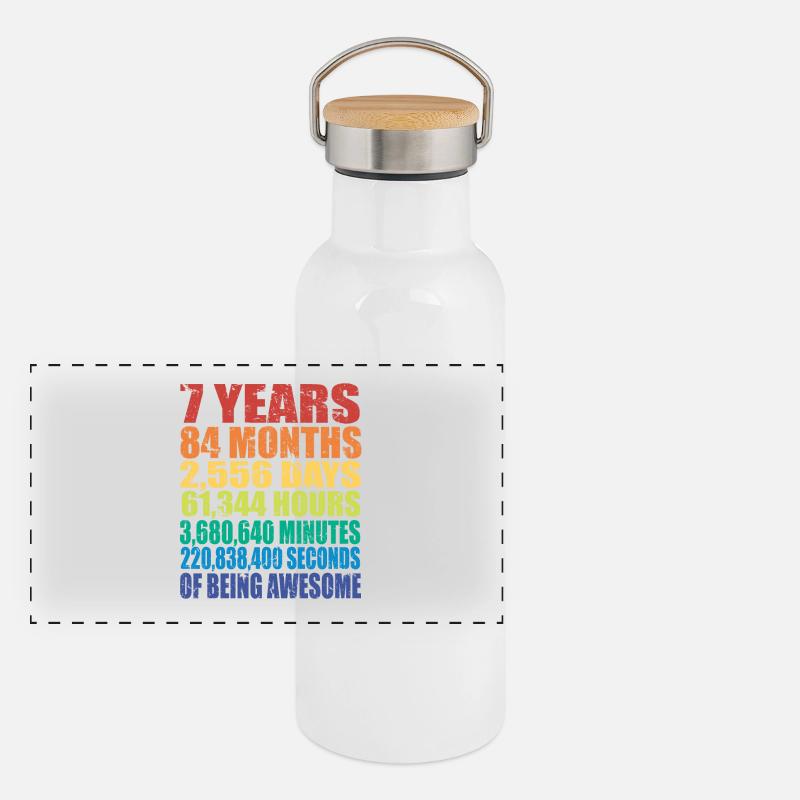 Funny 7th Birthday Gift, Age 7 Years Old Panoramic Thermal Bottle with Bamboo Lid
