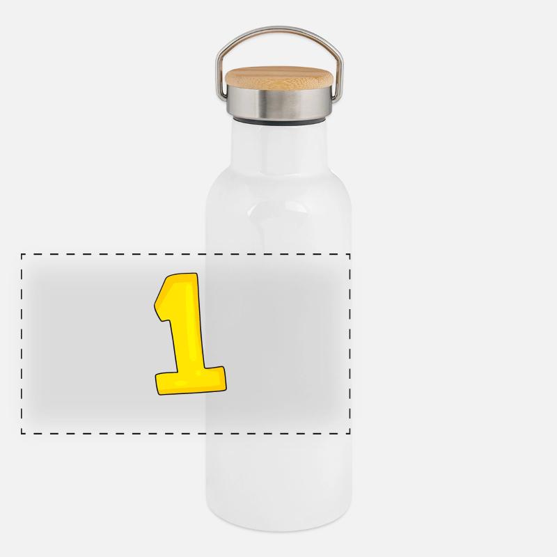 1 gelb Panorama Thermosflasche mit Bambusdeckel