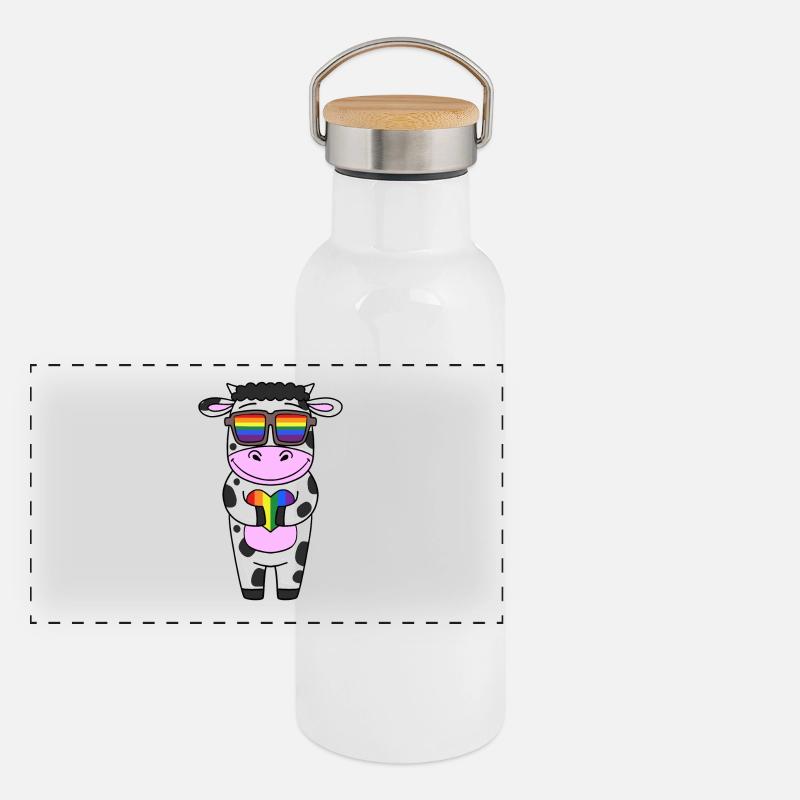 Vache Arc-en-ciel Gourde isotherme avec bouchon en bambou