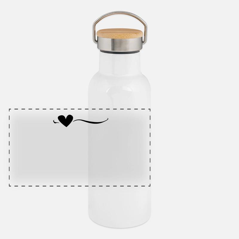 Line Heart Black Panoramic Thermal Bottle with Bamboo Lid