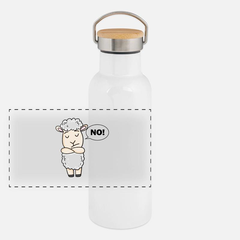 Schaf Nein Panorama Thermosflasche mit Bambusdeckel