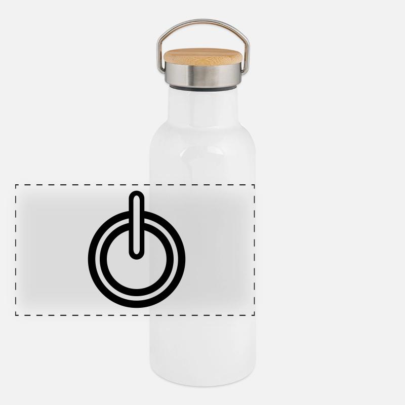 Power Strom Symbol Panorama Thermosflasche mit Bambusdeckel