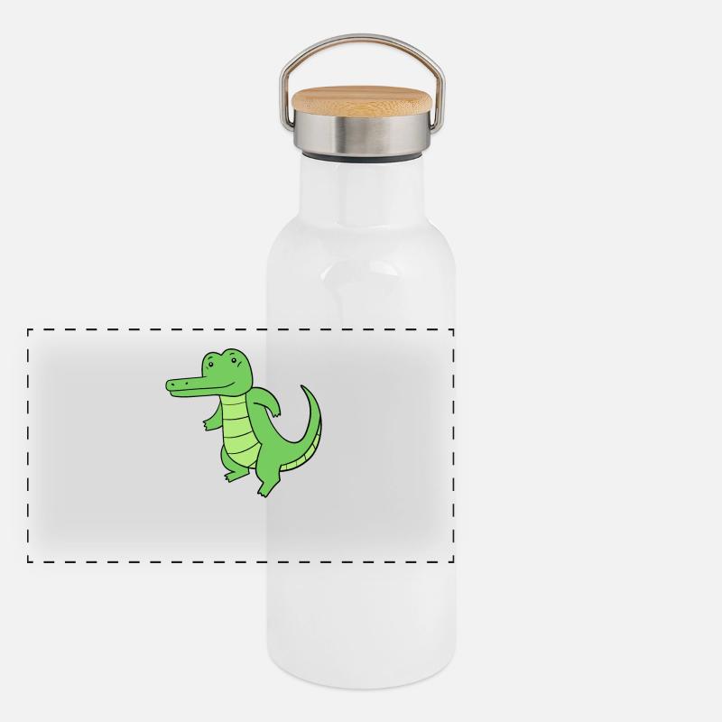 Krokodil Panorama Thermosflasche mit Bambusdeckel