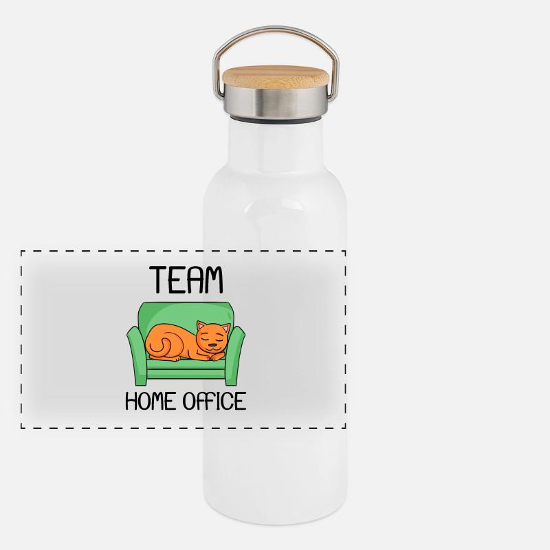 Home Office Panorama Thermosflasche mit Bambusdeckel