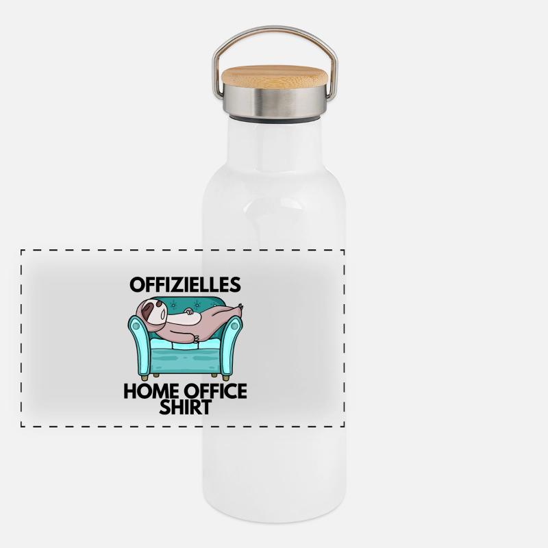 Home Office Panorama Thermosflasche mit Bambusdeckel