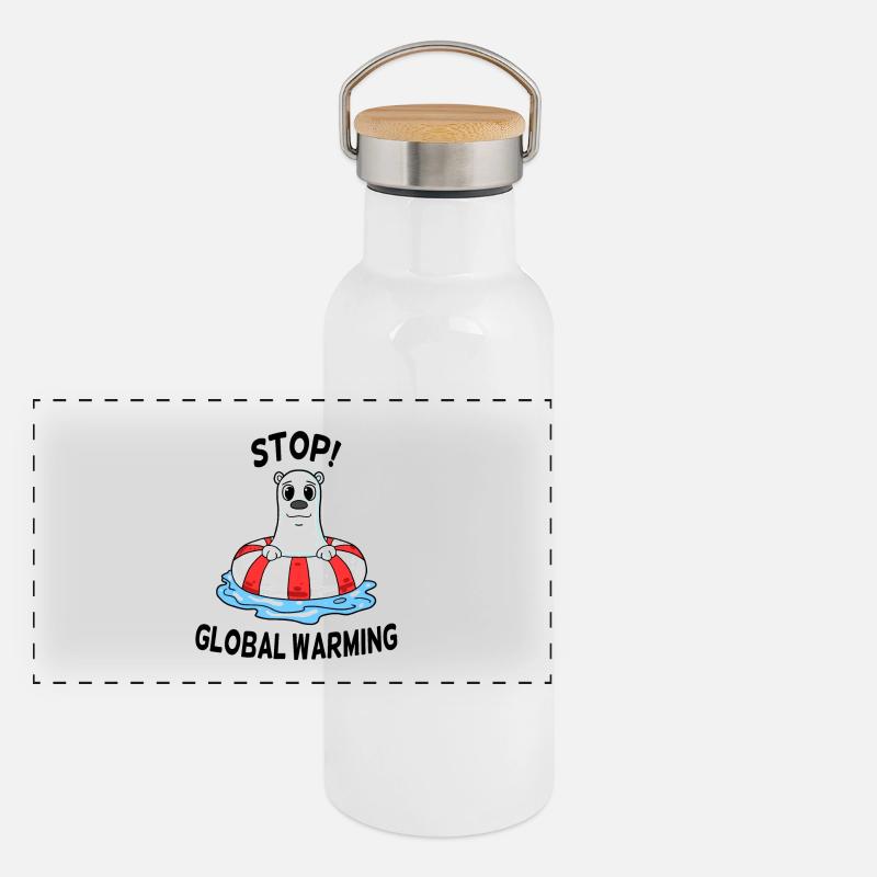Climate Change Climate Protection Panoramic Thermal Bottle with Bamboo Lid