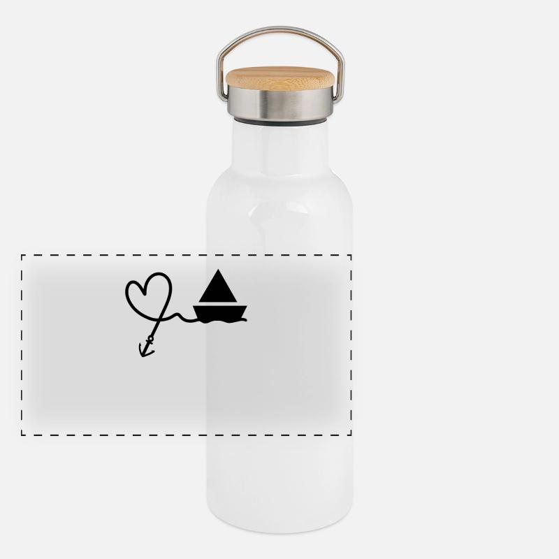 Heart Anchor Boat Panoramic Thermal Bottle with Bamboo Lid