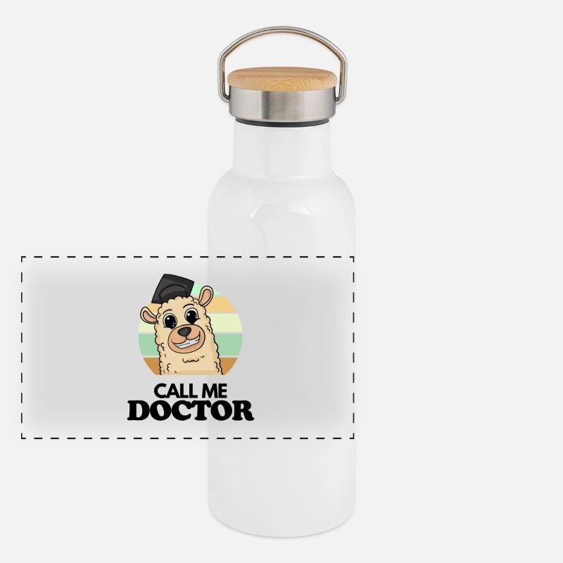 Doktorarbeit Promotion Doktortitel Doktor Panorama Thermosflasche mit Bambusdeckel