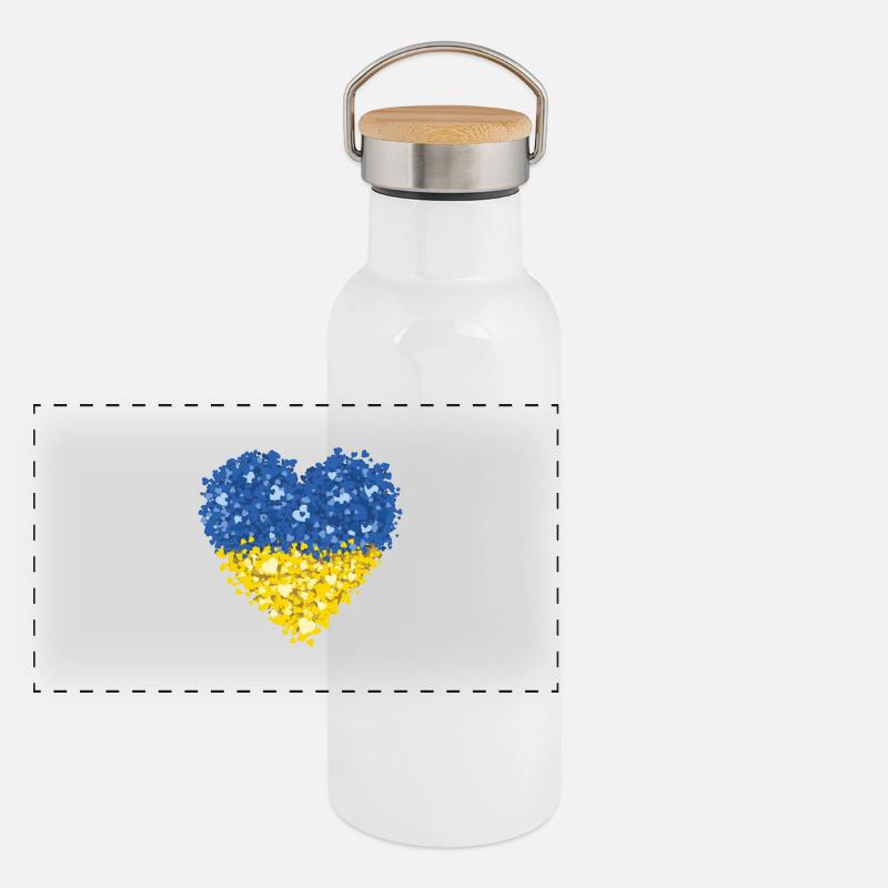 Ukraine Flag Heart Résumé Gourde isotherme avec bouchon en bambou