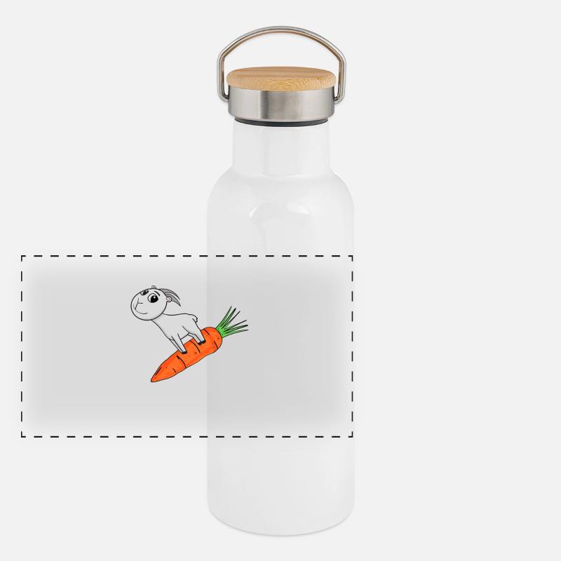 Karotte Ziege Ziegenbock Panorama Thermosflasche mit Bambusdeckel