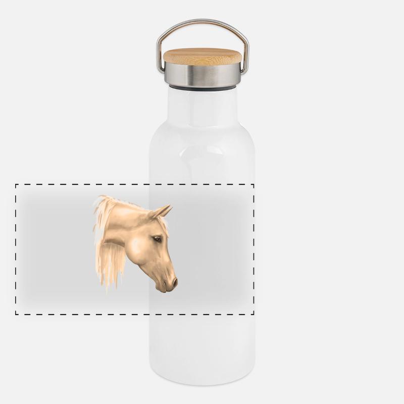 Motif de cheval Gourde isotherme avec bouchon en bambou