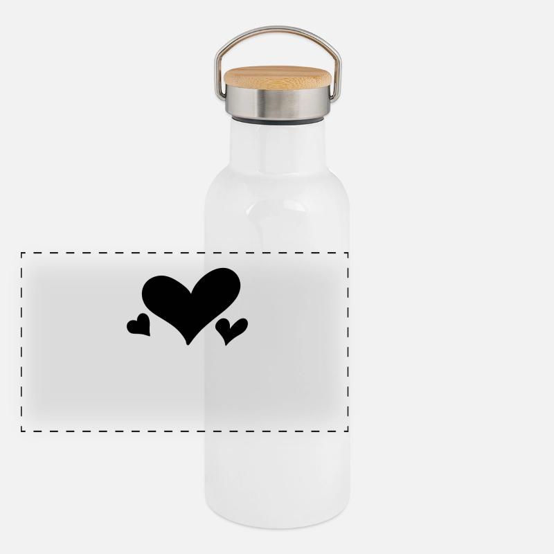 Liebe Herz Panorama Thermosflasche mit Bambusdeckel