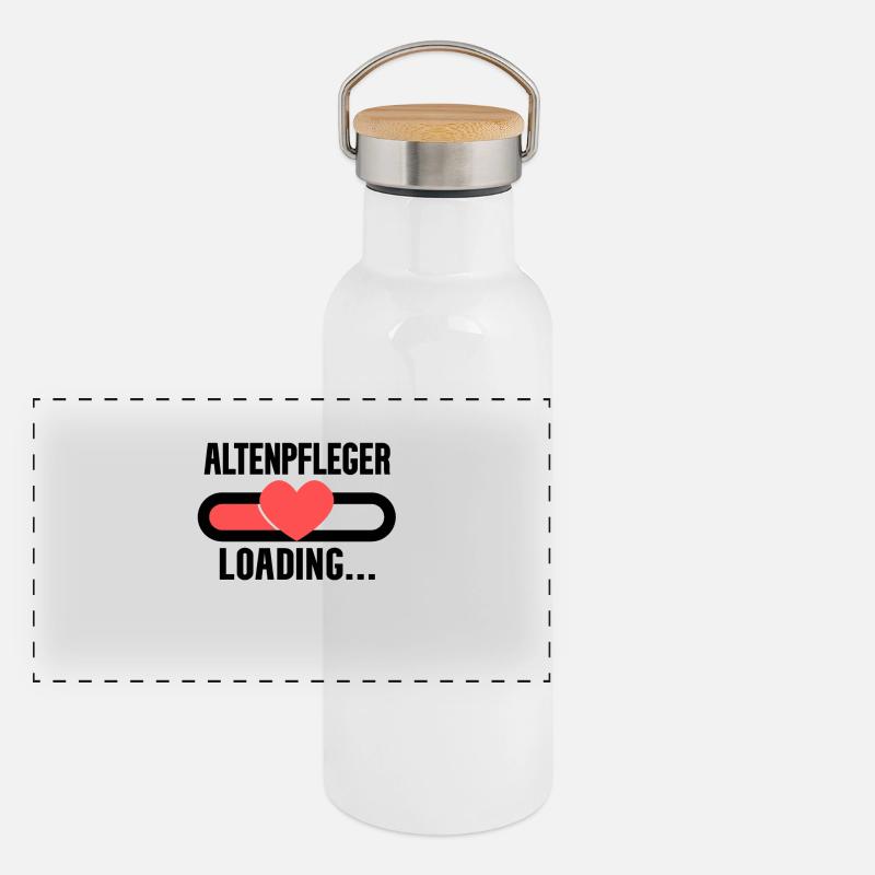 Altenpfleger Loading Panorama Thermosflasche mit Bambusdeckel