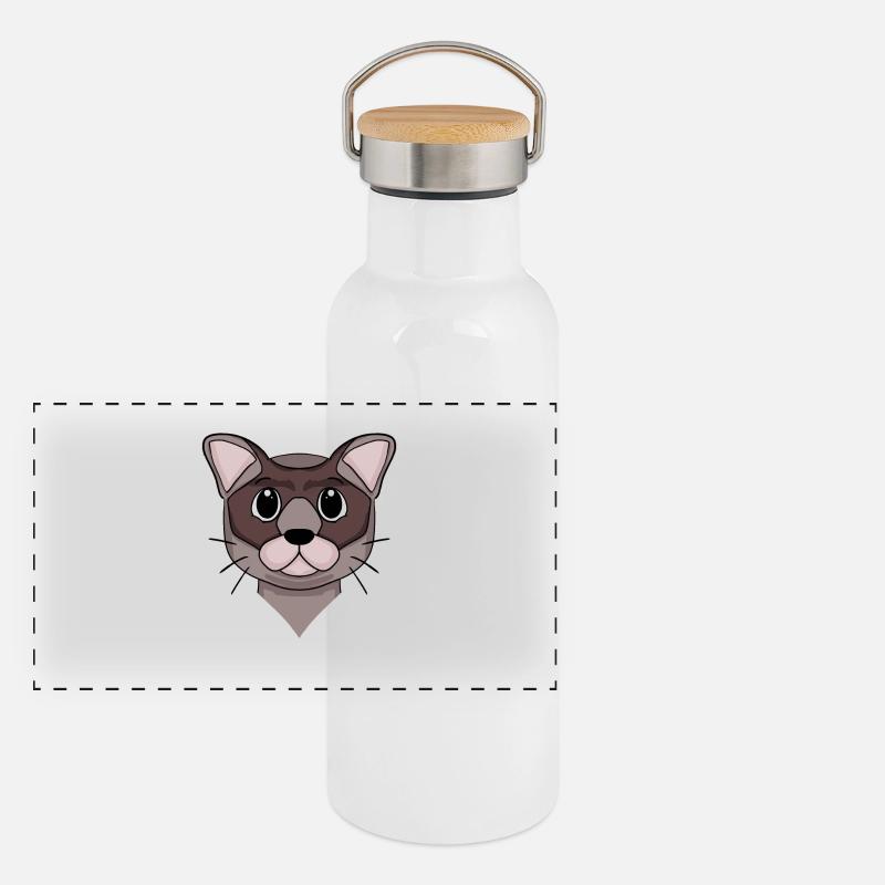 Chat de Birmanie Gourde isotherme avec bouchon en bambou