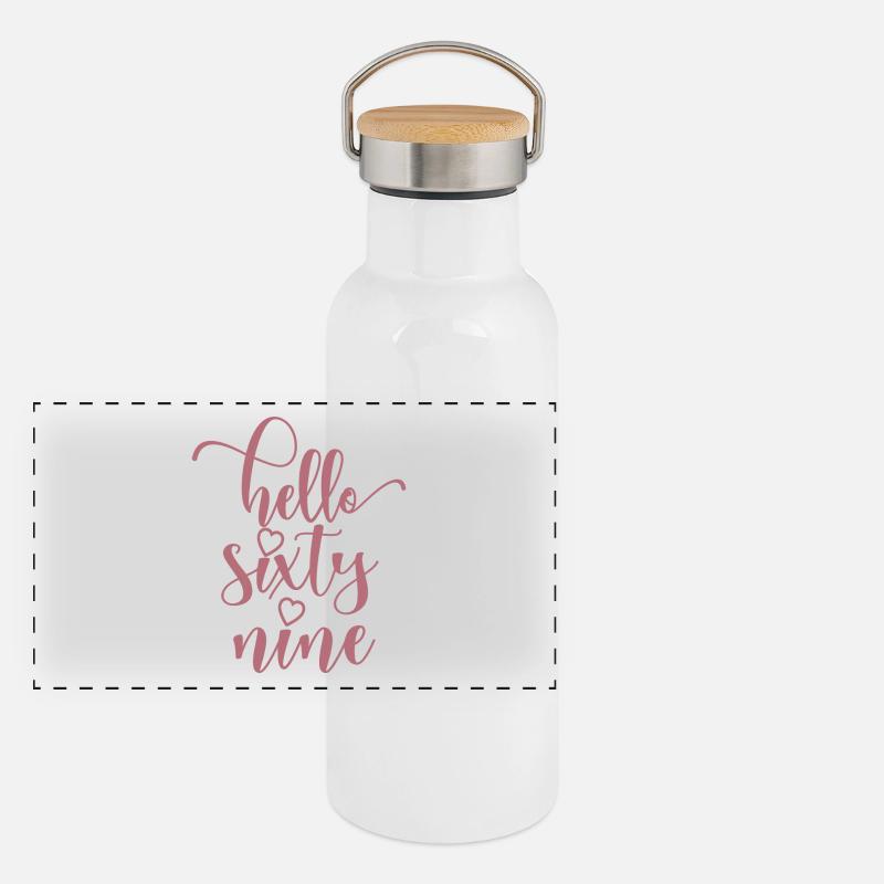Hello Sixty Nine Cute 69 Years Old Birthday Panoramic Thermal Bottle with Bamboo Lid