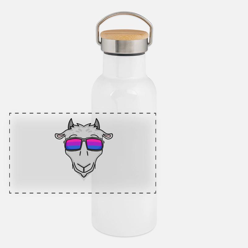 Bisexuell Ziege Geschenk Panorama Thermosflasche mit Bambusdeckel