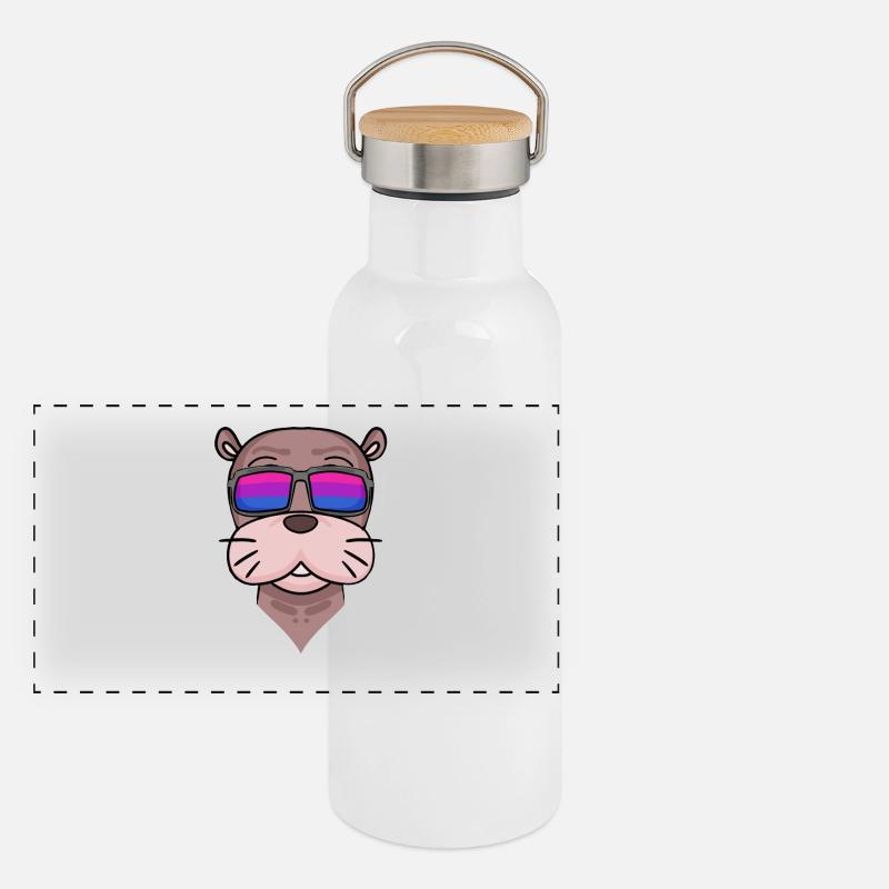 Bisexuell Seelöwe Geschenk Panorama Thermosflasche mit Bambusdeckel