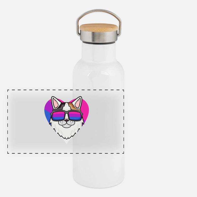 Bisexuell Türkisch Van Katze Geschenk Panorama Thermosflasche mit Bambusdeckel