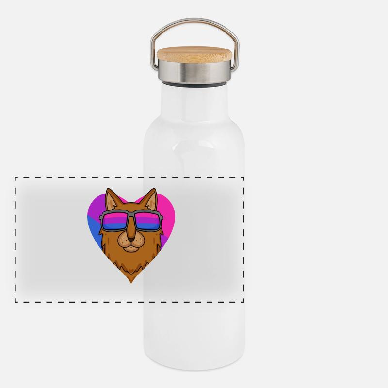 Bisexuell Somali Katze Geschenk Panorama Thermosflasche mit Bambusdeckel