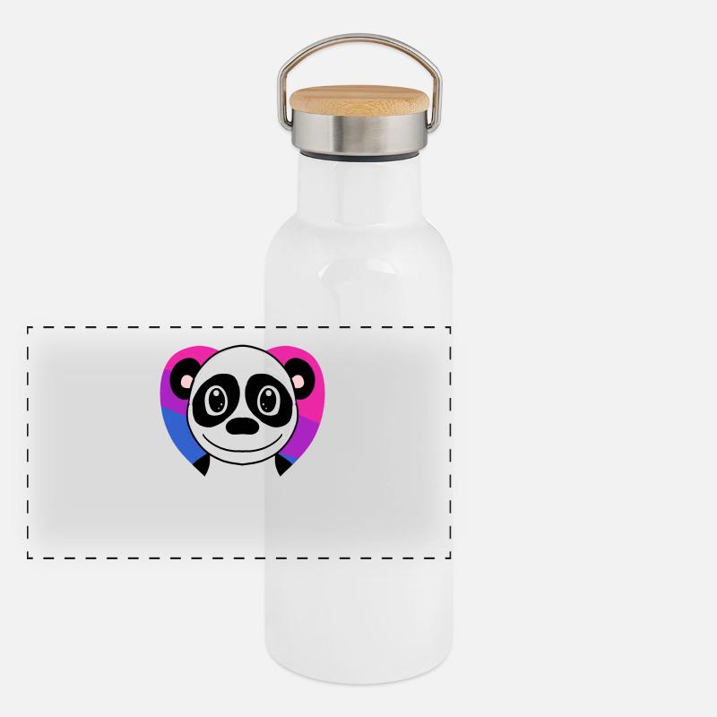 Bisexuell Panda Geschenk Panorama Thermosflasche mit Bambusdeckel
