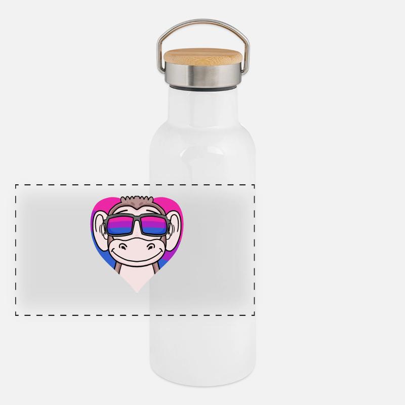 Bisexuell Affe Geschenk Panorama Thermosflasche mit Bambusdeckel