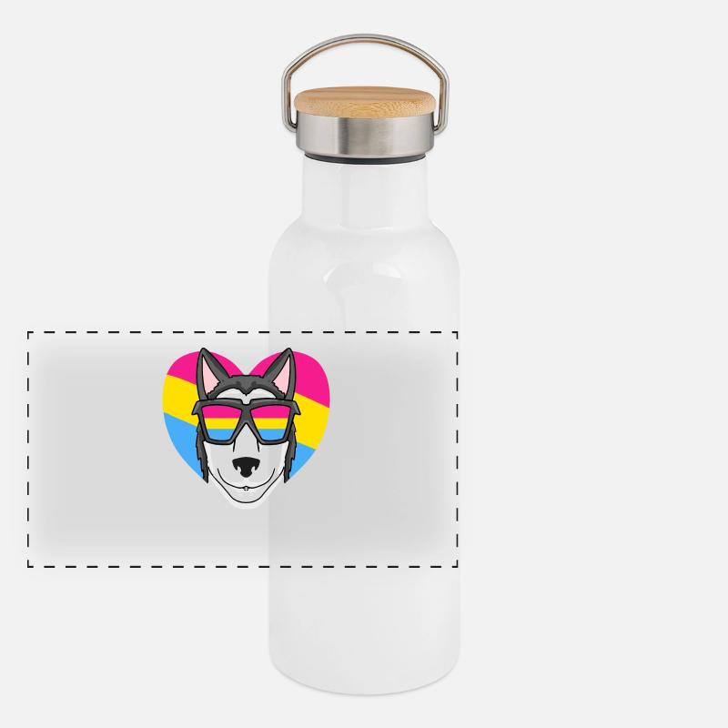 Pansexual Siberian Husky Dog Gift Panoramic Thermal Bottle with Bamboo Lid