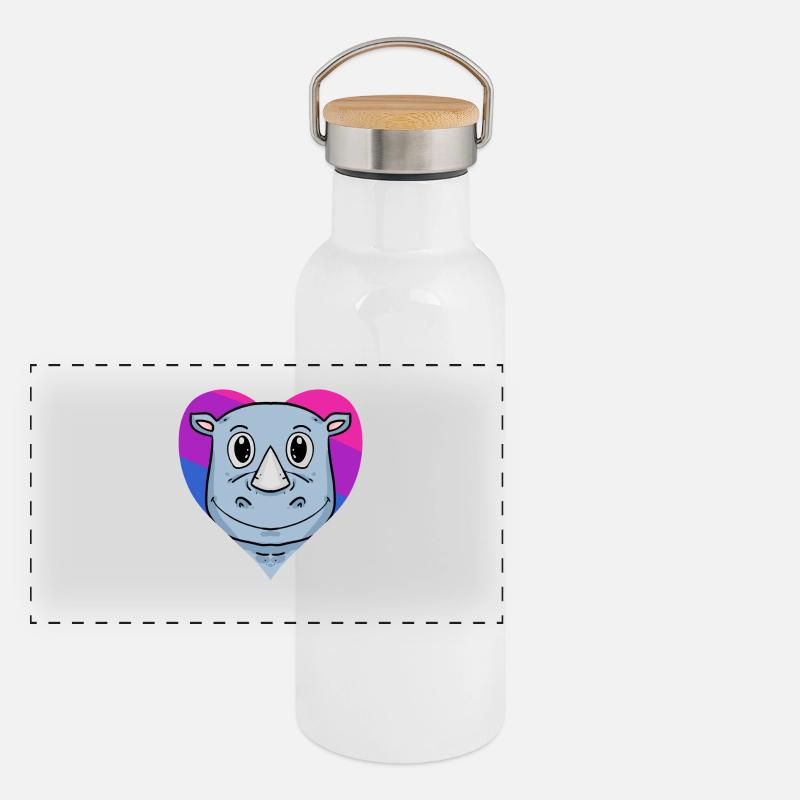 Bisexuell Nashorn Geschenk Panorama Thermosflasche mit Bambusdeckel