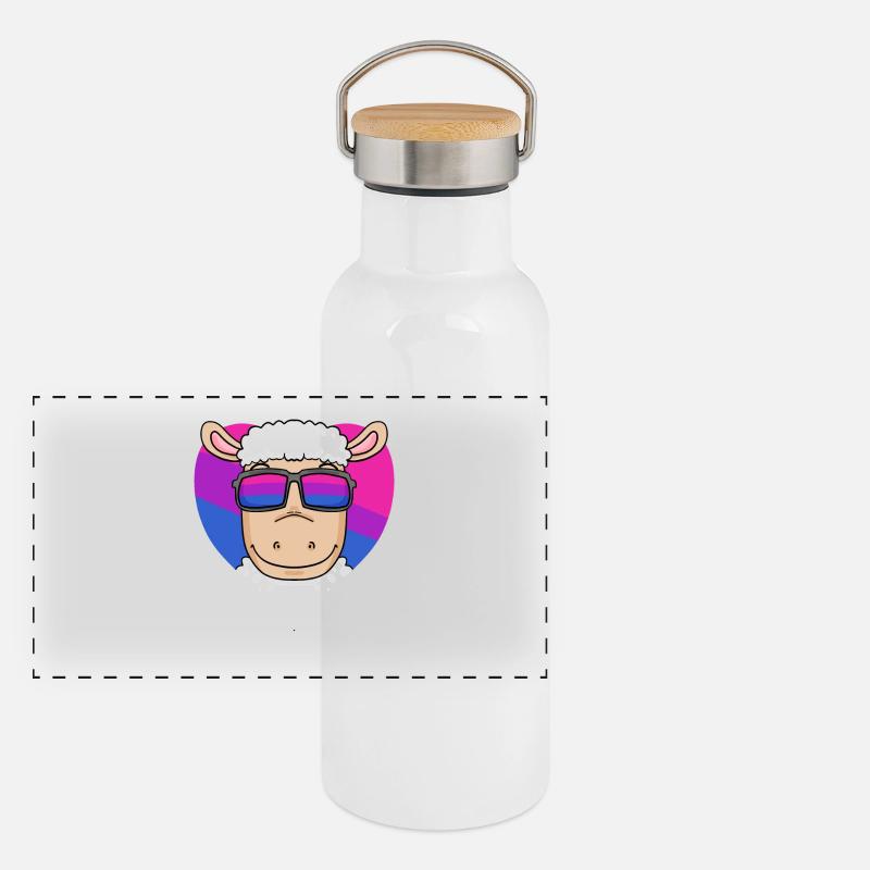 Bisexuell Schaf Geschenk Panorama Thermosflasche mit Bambusdeckel