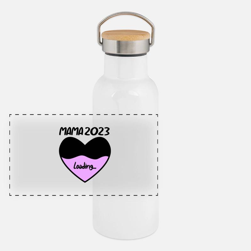 Mama 2023 Mutter Schwangerschaft Schwanger Panorama Thermosflasche mit Bambusdeckel