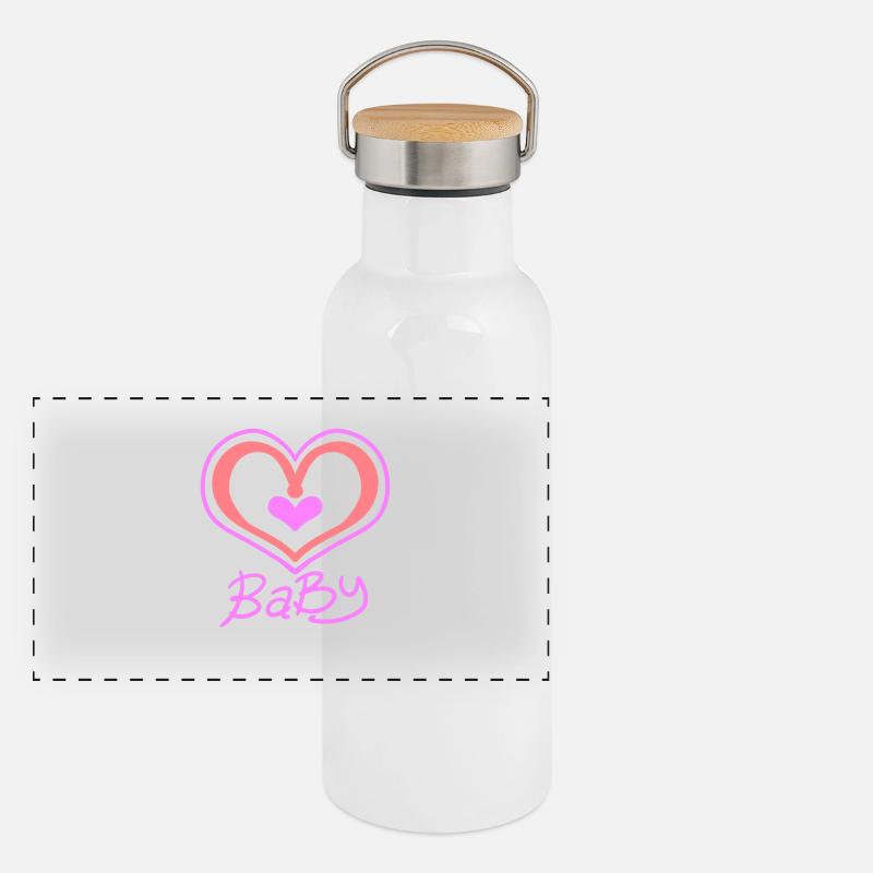 Cœur de bébé Gourde isotherme avec bouchon en bambou