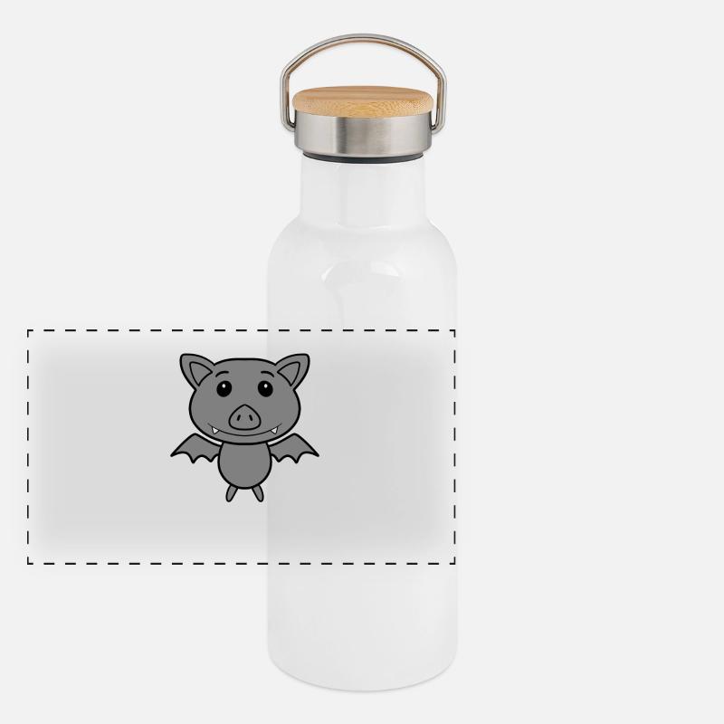 Cute bat Panoramic Thermal Bottle with Bamboo Lid