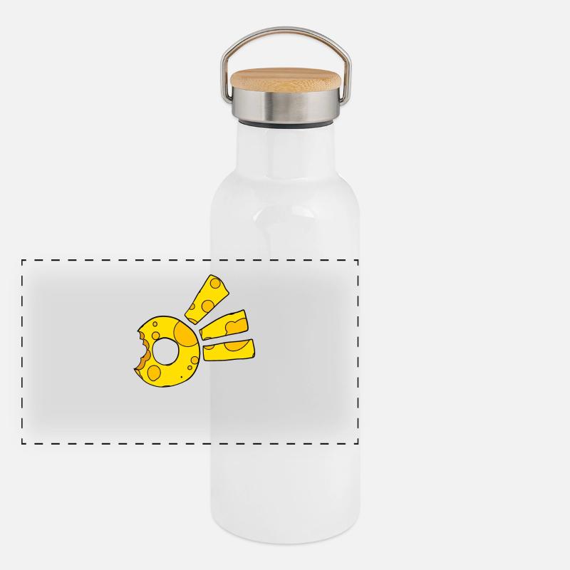 Käse Komet Symbol Panorama Thermosflasche mit Bambusdeckel