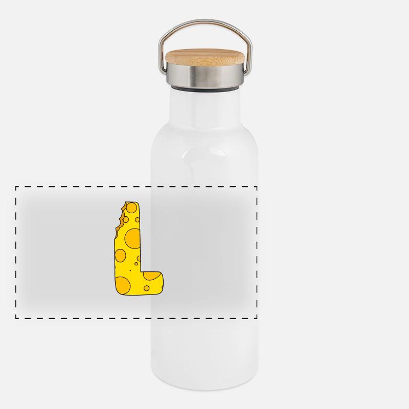 Buchstabe L Panorama Thermosflasche mit Bambusdeckel