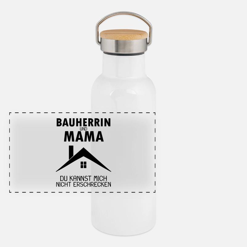 Bauherrin Mama Geschenk Panorama Thermosflasche mit Bambusdeckel
