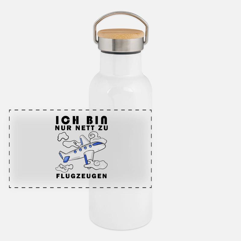 Modellflug Pilot Modellbau Flugzeug Modellbauer Panorama Thermosflasche mit Bambusdeckel