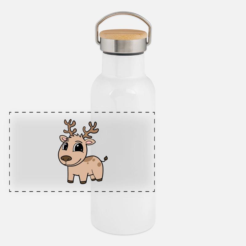 Roe deer Panoramic Thermal Bottle with Bamboo Lid