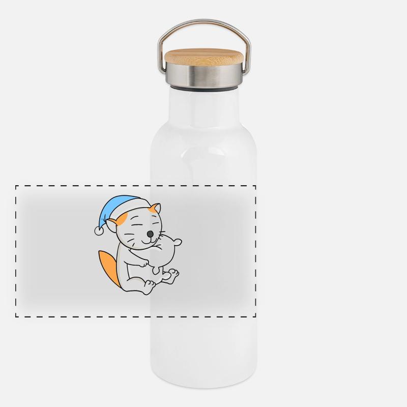 Katze Katzenrasse Selkirk Rex Panorama Thermosflasche mit Bambusdeckel