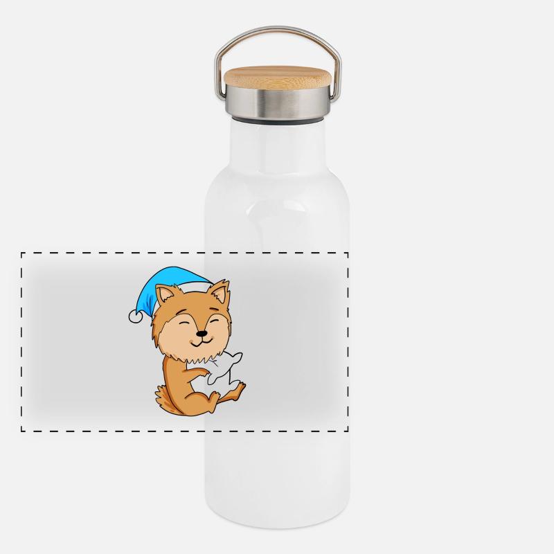 Hund Hunderasse Zwergspitz Panorama Thermosflasche mit Bambusdeckel