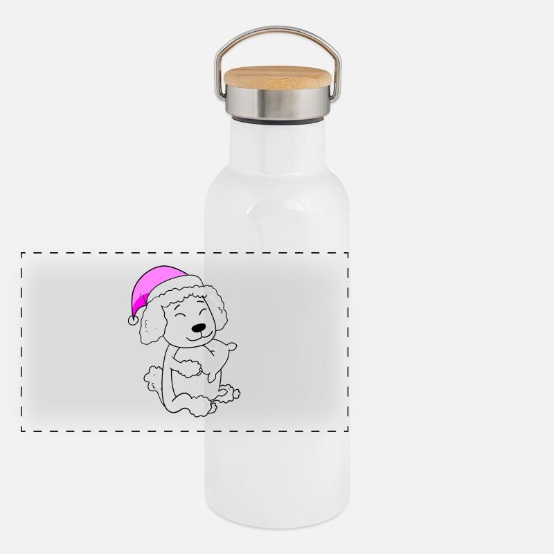 Hund Hunderasse Pudel Panorama Thermosflasche mit Bambusdeckel