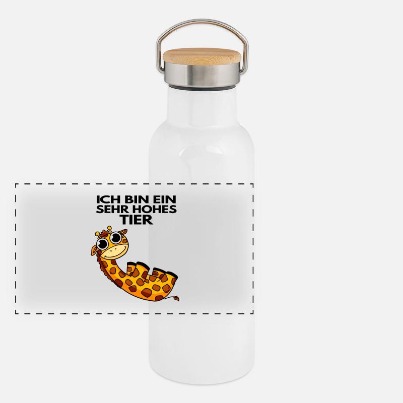 Teamleiter Giraffe Trainer Leitung Chef Panorama Thermosflasche mit Bambusdeckel