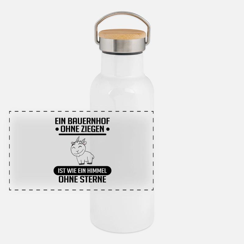 Ziege Ziegenbock Bock Panorama Thermosflasche mit Bambusdeckel