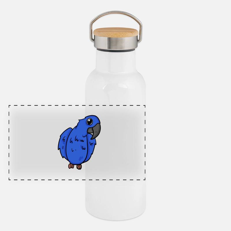 Hyazinth-Ara Papagei Vogel Panorama Thermosflasche mit Bambusdeckel