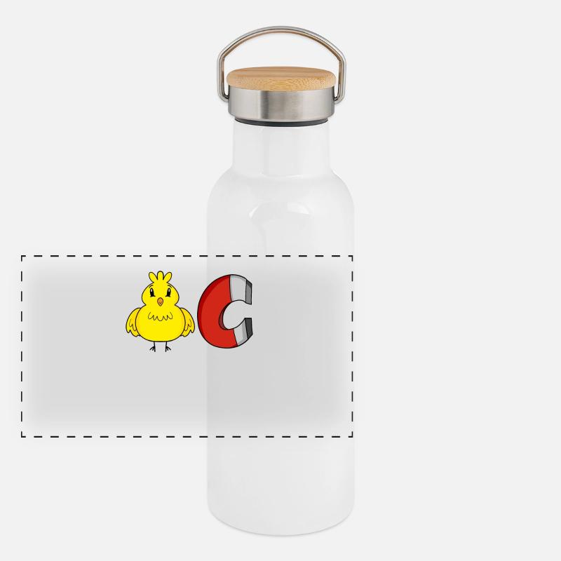 Küken Magnet Panorama Thermosflasche mit Bambusdeckel