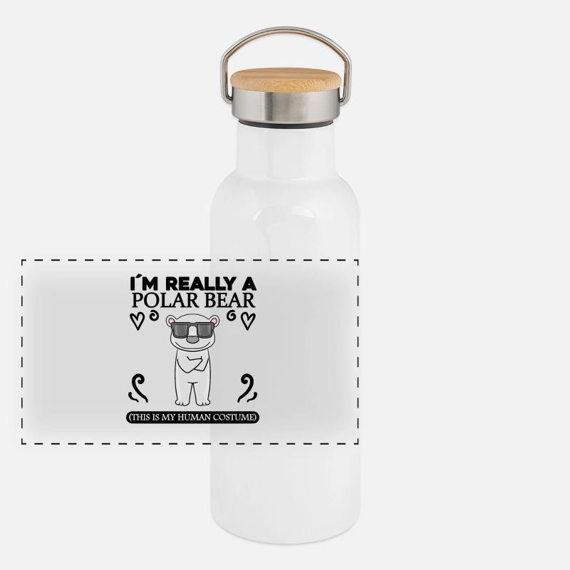 Polar Bear Polar Bear Saying Sayings Panoramic Thermal Bottle with Bamboo Lid