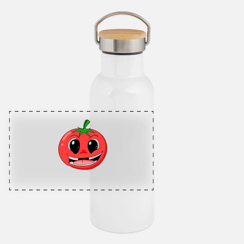 Tomate Panorama Thermosflasche mit Bambusdeckel