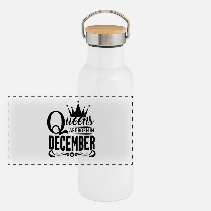 Mois de naissance Décembre Gourde isotherme avec bouchon en bambou