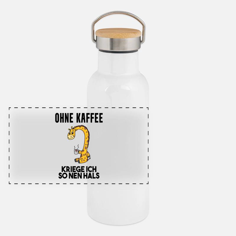 Kaffee Spruch lustig Panorama Thermosflasche mit Bambusdeckel