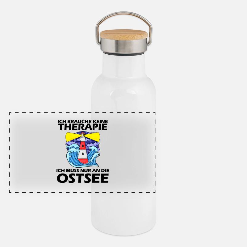 Ostsee Urlaub Panorama Thermosflasche mit Bambusdeckel