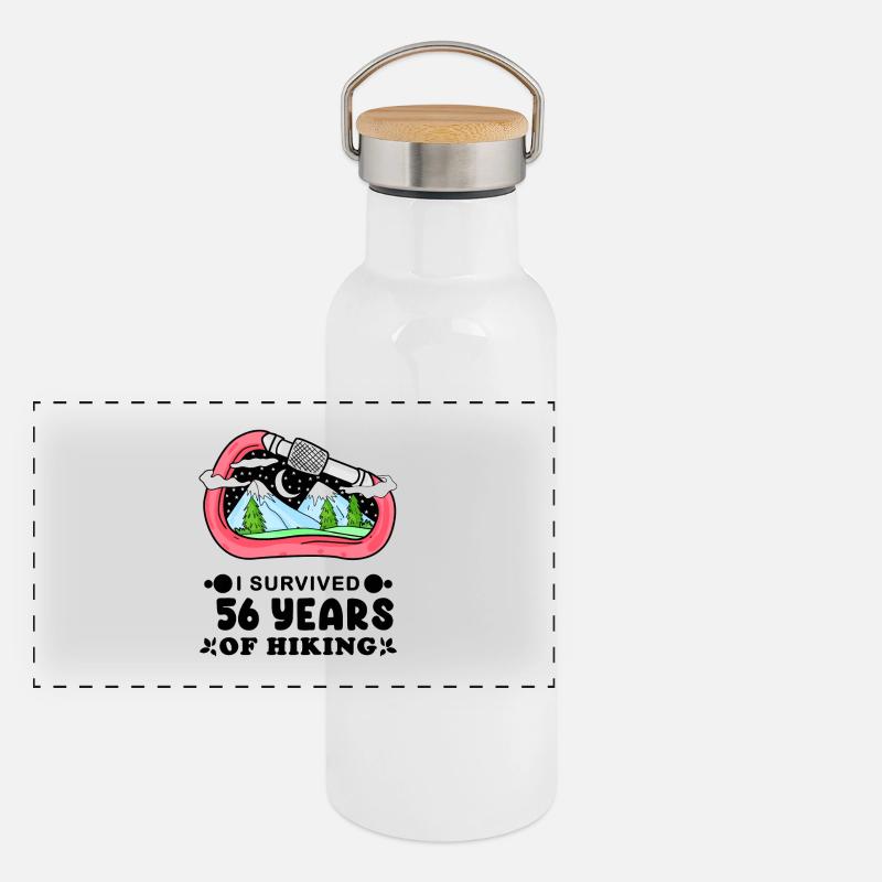 Berg Wanderer 56. Geburtstag 56 Jahre alt Geschenk Panorama Thermosflasche mit Bambusdeckel